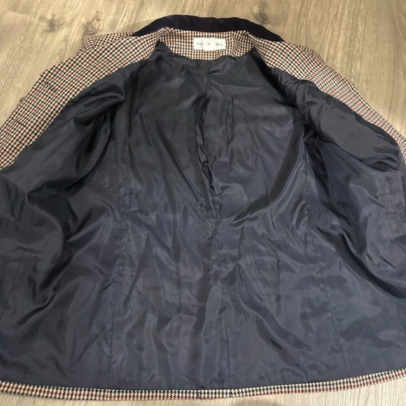 Vtg Norton McNaughton Womens 16 Black White Red Houndstooth Blazer Jacket Velvet - Picture 10 of 11